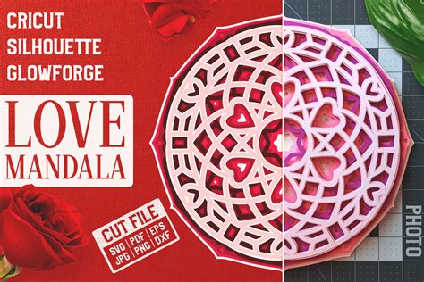 Download Free Layered 3D Love Mandala SVG Cut File Files Free PSD Mockups