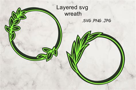 Download Free Layered SVG Wreath - Multilayered Floral SVG - sSVG Cut File Commercial Use Free PSD Mockups