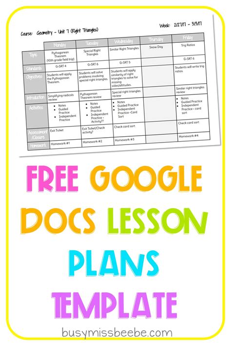 Free Lesson Plan Template Google Docs