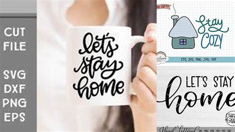 Download Free Let's Stay Home Hand Lettered SVG Files DXF Files