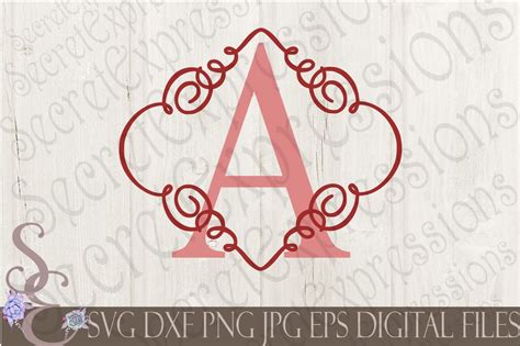 Download Free Letter A Initial Swirl Border Monogram SVG Files Free PSD Mockups