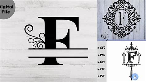 Download Free Letter F Initial Swirl Border Monogram SVG Cut Files
