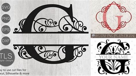 Download Free Letter G Initial Swirl Border Monogram SVG Files