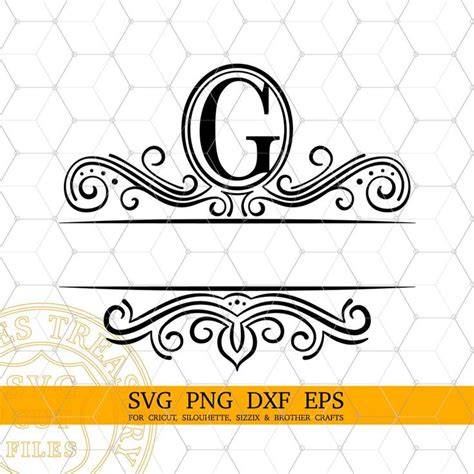 Download Free Letter G Initial Swirl Border Monogram SVG Files DXF Files
