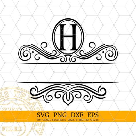 Download Free Letter H Initial Swirl Border Monogram SVG Files
