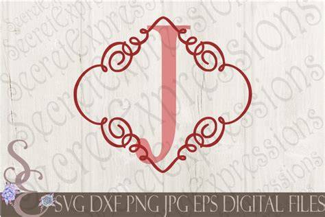Download Free Letter I Initial Swirl Border Monogram SVG Files