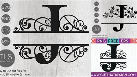 Download Free Letter J Initial Swirl Border Monogram SVG Files DXF Files