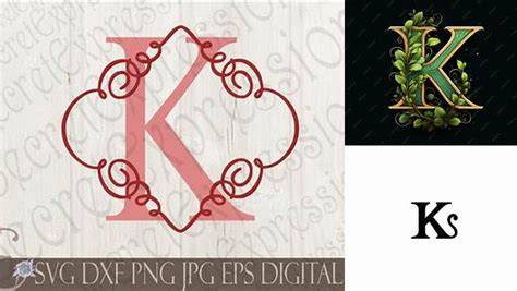 Download Free Letter K Initial Swirl Border SVG DXF Files