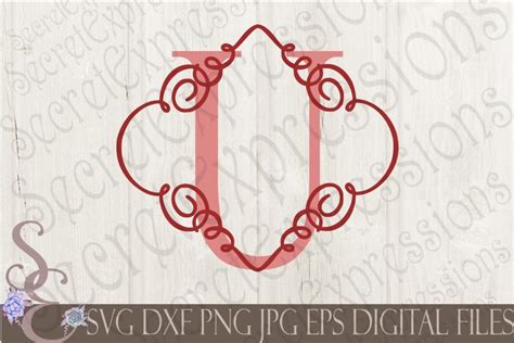 Download Free Letter U Initial Swirl Border Monogram SVG Files