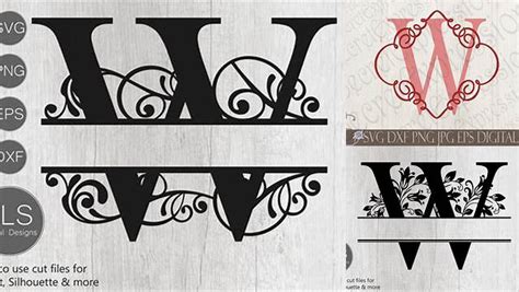 Download Free Letter W Initial Swirl Border Monogram SVG Files For Crafts