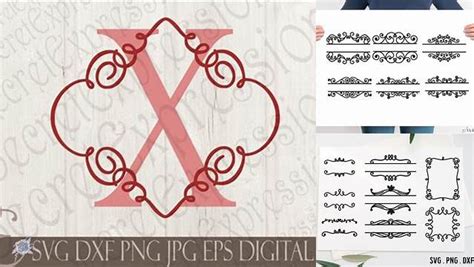Download Free Letter X Initial Swirl Border Monogram SVG Files