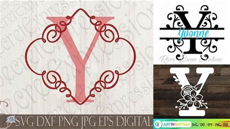 Download Free Letter Y Initial Swirl Border Monogram SVG Files