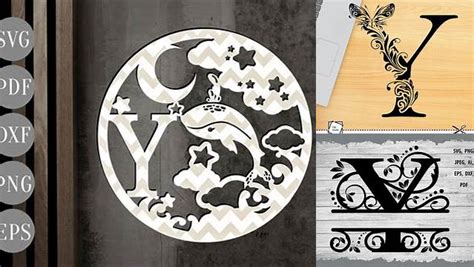 Download Free Letter Y Monogram Papercut Template SVG Commercial Use DXF Files