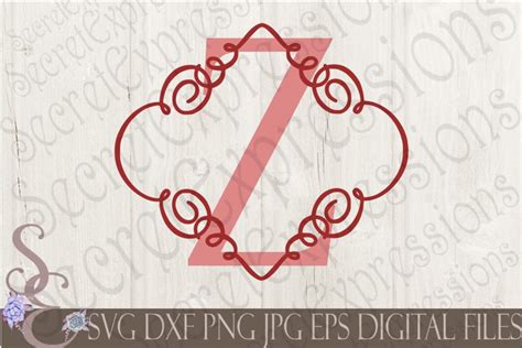 Download Free Letter Z Initial Swirl Border Monogram SVG Files DXF Files