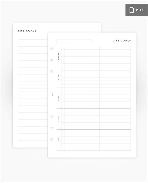 Download Free Lifetime goals | printable goal planner. Files