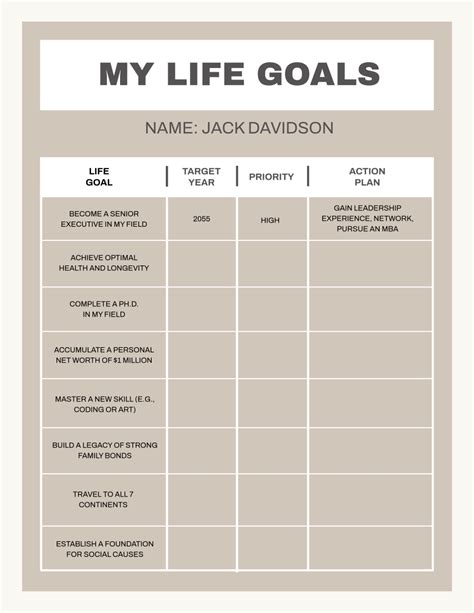 Download Free Lifetime goals | printable goal planner. Files DXF Files
