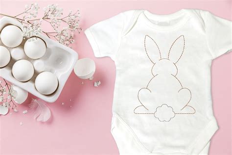 Download Free Linework Easter Bunny from the Back | Embroidery for Cricut Machine