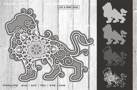 Download Free Lion Mandala Vector 3D Layered Commercial Use DXF Files