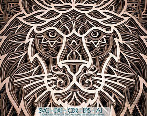 Download Free Lion Mandala Vector 3D Layered DXF Files