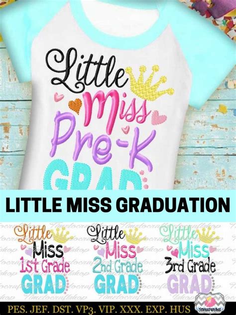 Download Free Little Miss Graduation Embroidery Design Bundle Preschool-Grade 3 Files For Crafts