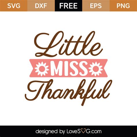 Download Free Little Miss Thankful, Fall SVG File, DXF and PNG File For Crafts
