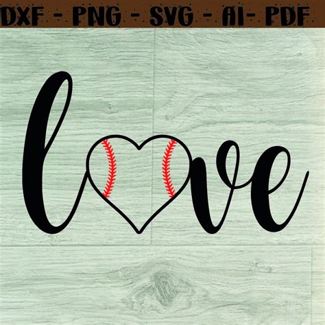 Download Free Love Baseball Heart DXF Files