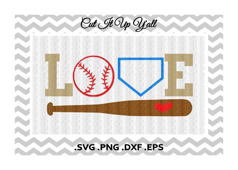 Download Free Love Baseball PNG DXF Files