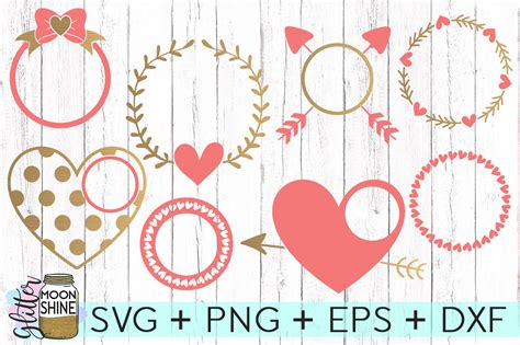 Download Free Love Monogram Frame Bundle SVG PNG DXF EPS Cutting Files DXF Files
