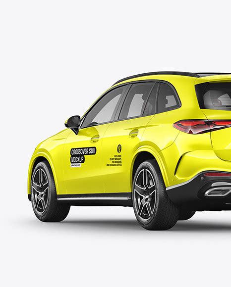 Download Free Luxury Crossover SUV - Back Half Side View PSD Yellow Images Free Mockups PSD Files