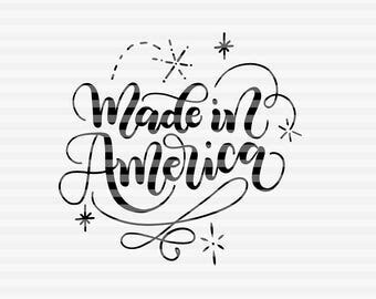 Download Free Made in America - SVG - DXF - PDF files - hand drawn lettered cutfile Files Free PSD Mockups