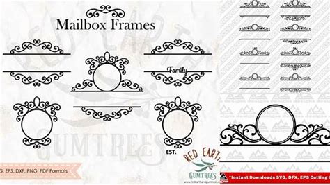 Download Free Mailbox swirly frames, split monogram frame SVG,DXF,PNG,EPS,PDF
format Creativefabrica