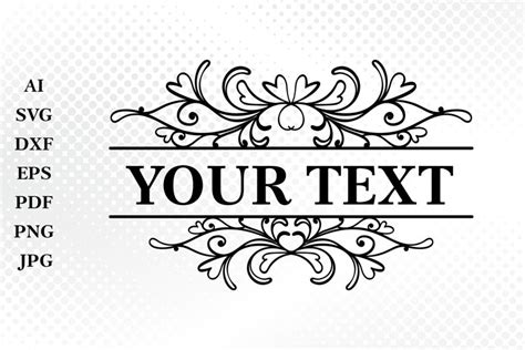 Download Free Mailbox swirly frames, split monogram frame SVG,DXF,PNG,EPS,PDF
format Cut Files