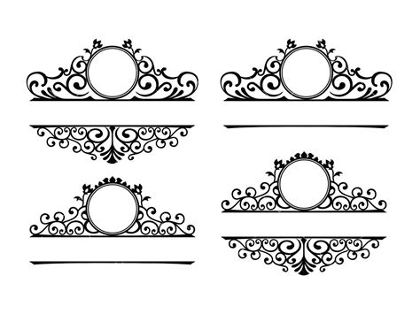 Download Free Mailbox swirly frames, split monogram frame SVG,DXF,PNG,EPS,PDFformat Files DXF Files