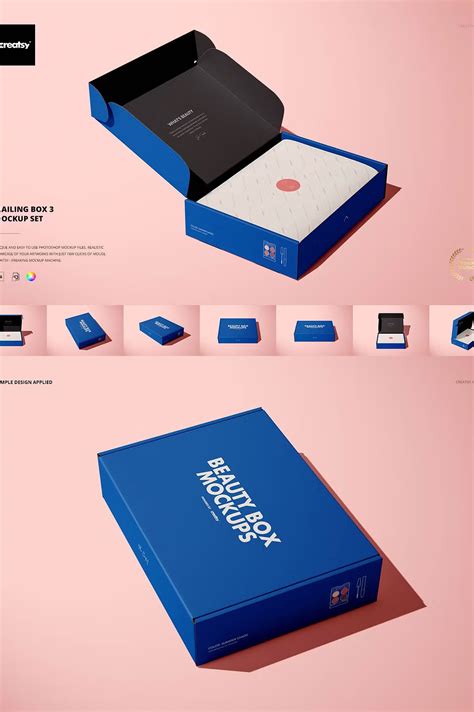 Download Free Mailing Box 3 Mockup Set PSD Templates TIFF Files