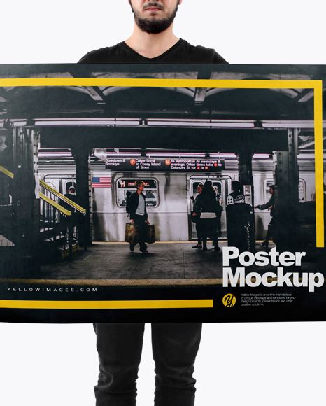 Download Free Man With A1 Poster Mockup PSD Generator