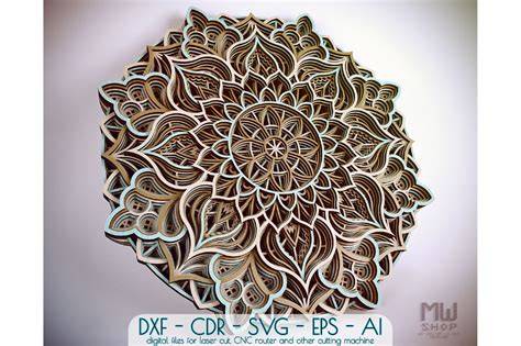 Download Free Mandala 3D. Mandala SVG Layered Design. Commercial Use DXF Files