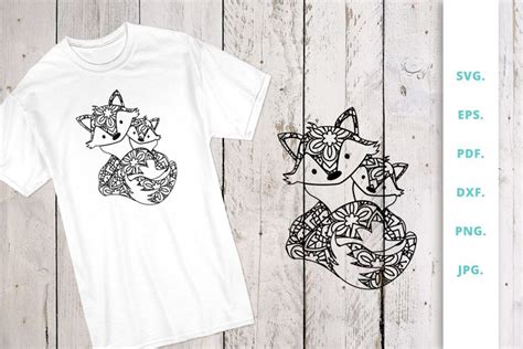 Download Free Mandala Cute Fox Svg file, Cut File v2 Files DXF Files