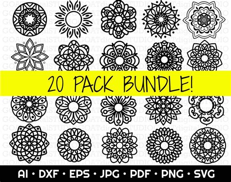 Download Free Mandala SVG Bundle | Monogram Silhouette DXF Files