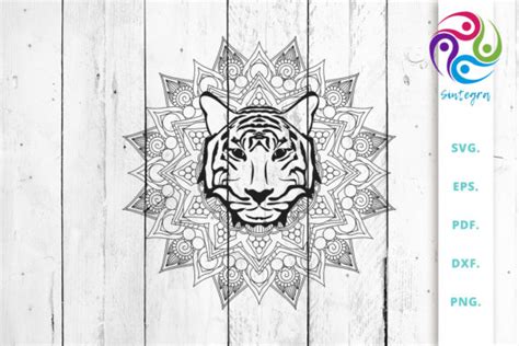 Download Free Mandala With Tiger Head SVG Cut File DXF Files