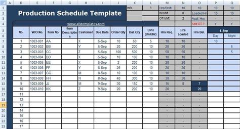 Production Schedule Template Word Excel