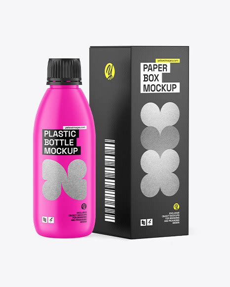 Download Free Matte Bottle w/ Paper Box Mockup PSD Generator