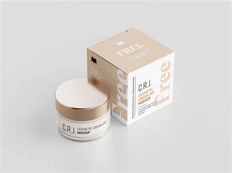 Download Free Matte Cosmetic Jar with Paper Box Mockup PSD Generator