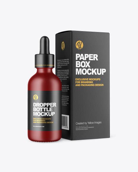 Download Free Matte Dropper Bottle w/ Paper Box Mockup PSD Object Mockups PSD Files