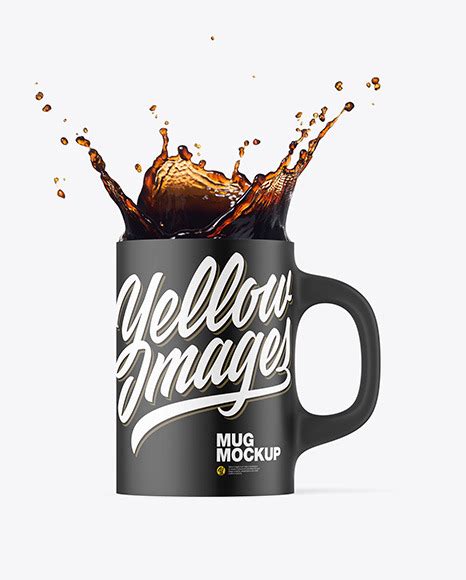 Download Free Matte Mug w/ Coffee Splash Mockup PSD Object Mockups PSD Files