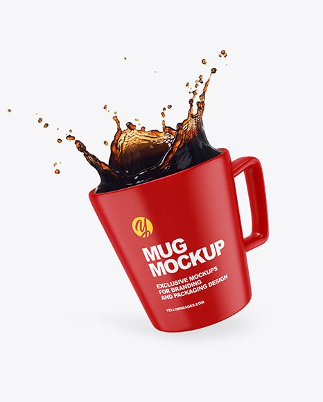 Download Free Matte Mug w/ Coffee Splash Mockup PSD TIFF Files PSD Files