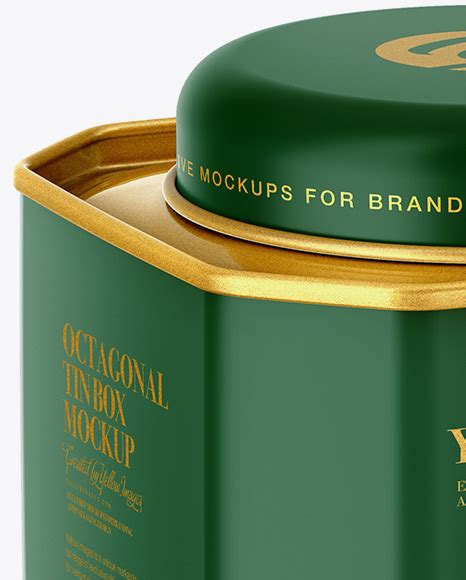 Download Free Matte Octagonal Tin Box Mockup - Half Side View PSD Yellowimages