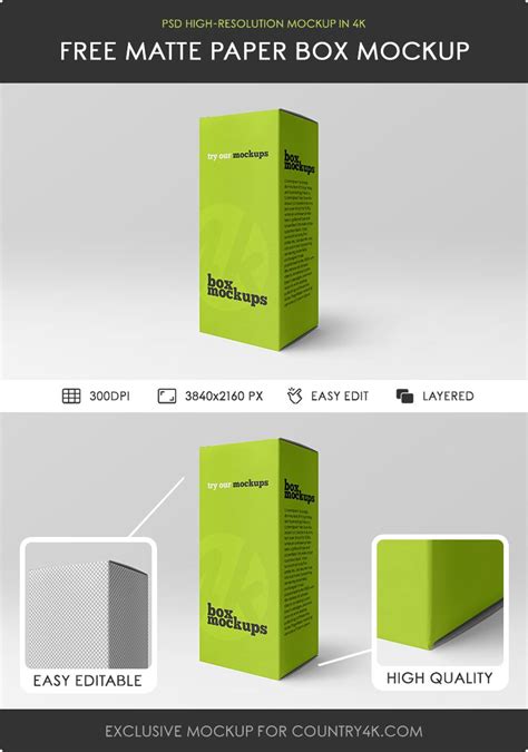 Download Free Matte Paper Box Mockup PSD for Branding