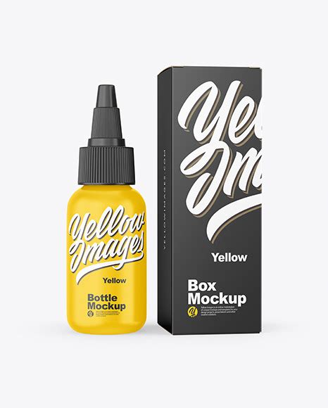 Download Free Matte Plastic Bottle with Box Mockup PSD Yellow Images Free Mockups PSD Files