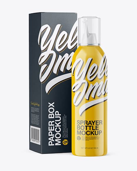 Download Free Matte Sprayer With Paper Box Mockup PSD Generator