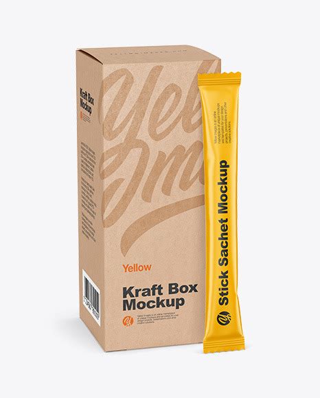 Download Free Matte Stick Sachet w/ Kraft Box Mockup PSD Free Mockups Yellowimages PSD PSD Files